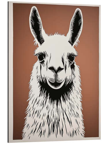 Aluminiumtavla Lama Portrait in Brown