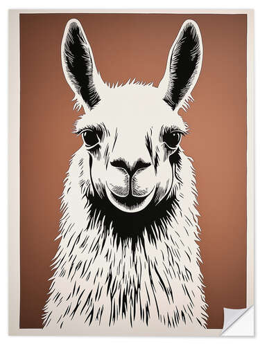 Wall sticker Lama Portrait in Brown