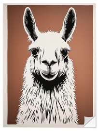 Wall sticker Lama Portrait in Brown