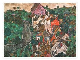 Wandbild Landschaft in Krumau - Egon Schiele