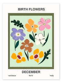 Wall print Birth Flowers - December - Mantika Studio