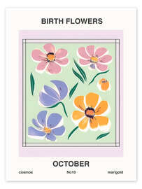 Wall print Birth Flowers - October - Mantika Studio