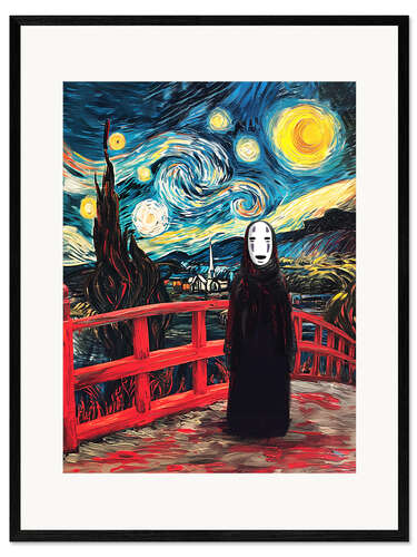 Plakat artystyczny premium w ramie Kaonashi Van Gogh