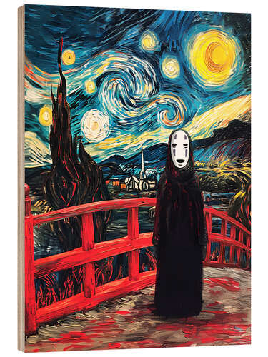 Wood print Kaonashi Van Gogh
