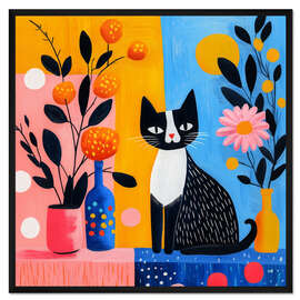 Gerahmter Kunstdruck Stillleben mit Katze - DejaReve