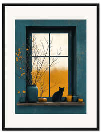 Gerahmter Kunstdruck Oktoberblick aus dem Fenster