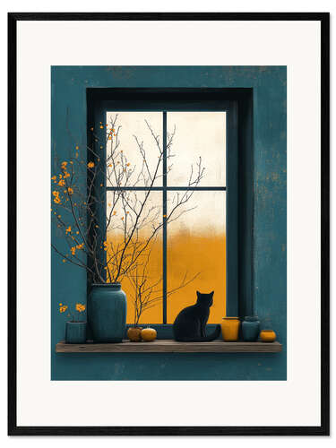 Gerahmter Kunstdruck Oktoberblick aus dem Fenster