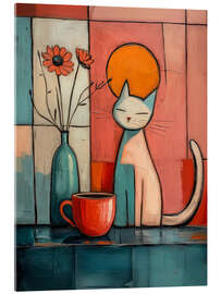 Cuadro de metacrilato Cat and coffee