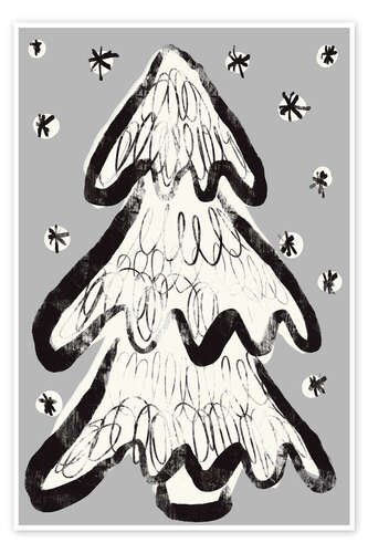 Poster Weihnachtsbaum und Schnee