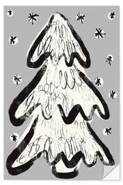 Selvklæbende plakat Christmas Tree And Snow