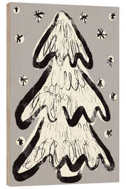 Tableau en bois Christmas Tree And Snow - treechild