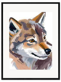 Gerahmter Kunstdruck Kleiner Wolf