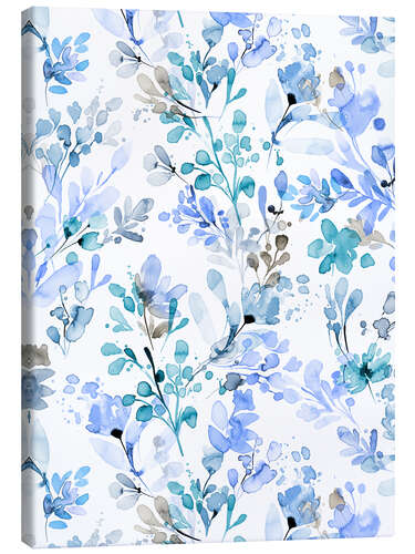 Canvas print Watercolor Wild Herbs Blue