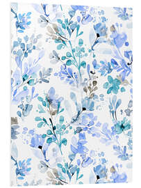 Hartschaumbild Aquarell Wildkräuter Blau - Ninola Design