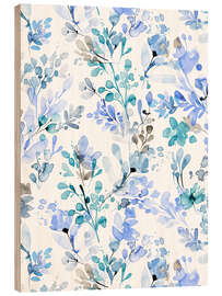 Print på træ Watercolor Wild Herbs Blue - Ninola Design