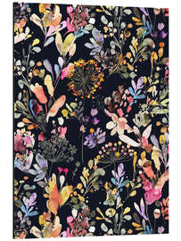 Cuadro de aluminio Dark Floral Wild Grasses, Black - Ninola Design