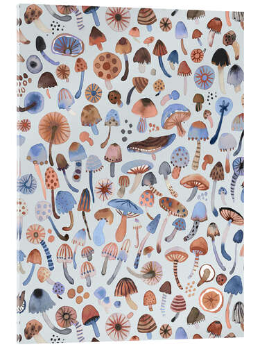 Acrylic print Psychedelic Mushrooms, Blue