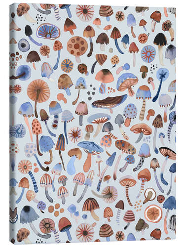 Canvas print Psychedelic Mushrooms, Blue