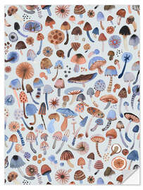 Autocolante decorativo Psychedelic Mushrooms, Blue - Ninola Design
