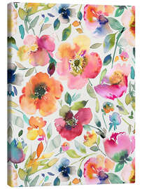 Lærredsbillede Watercolour Floral Poppies Pink - Ninola Design