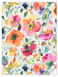 Autocolante decorativo Watercolour Floral Poppies Pink - Ninola Design