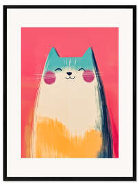 Ingelijste kunstdruk Happy Pastel Kids Cat