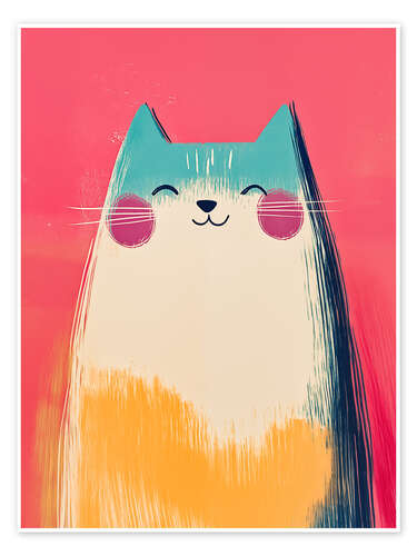 Poster Happy Pastel Kids Cat