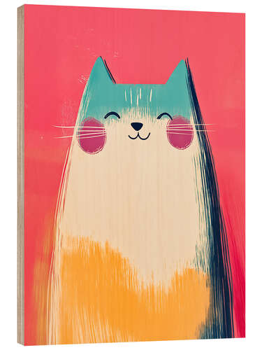 Stampa su legno Happy Pastel Kids Cat