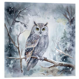 Cuadro de metacrilato Owl in the winter forest