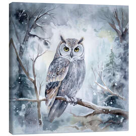 Canvas print Owl in the winter forest