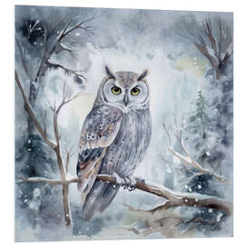 Foam board print Owl in the winter forest
