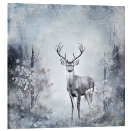 Acrylglasbild Hirsch im Winterwald - Andrea Haase