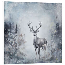 Aluminium print Hirsch im Winterwald - Andrea Haase