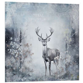 Hartschaumbild Hirsch im Winterwald