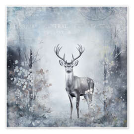 Tableau Hirsch im Winterwald - Andrea Haase