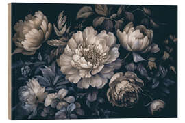 Cuadro de madera Baroque flowers, ivory blue - Andrea Haase
