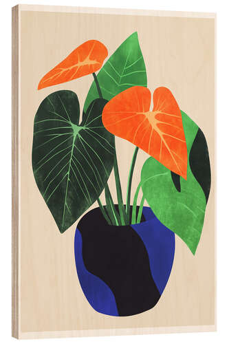 Tableau en bois Abstract Boho Houseplant