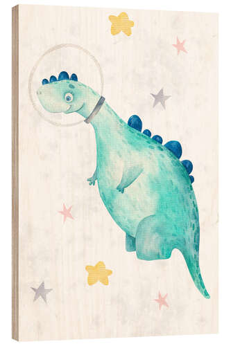Tableau en bois Dinosaur in space I