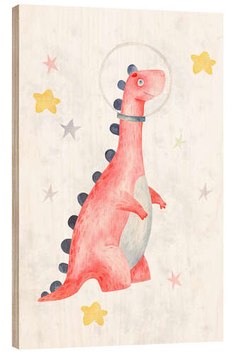 Tableau en bois Dinosaurs in Space II