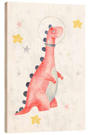 Tableau en bois Dinosaurs in Space II