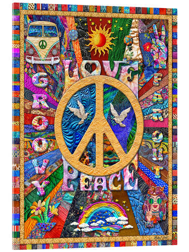 Tableau en verre acrylique Retro Hippy Quilt