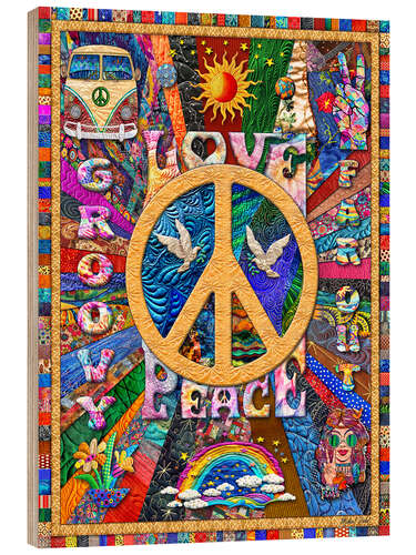 Stampa su legno Retro Hippy Quilt