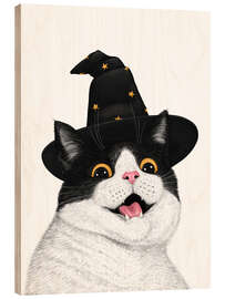 Holzbild Halloween-Katze