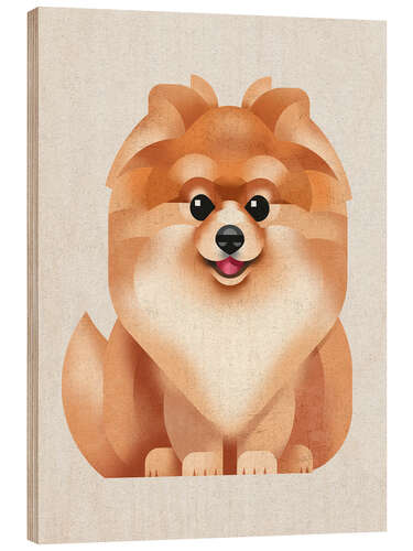 Tableau en bois Pomeranian Dog