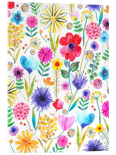 Stampa su vetro acrilico Colourful Spring Garden Flowers