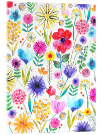 Stampa su vetro acrilico Colourful Spring Garden Flowers - Ninola Design