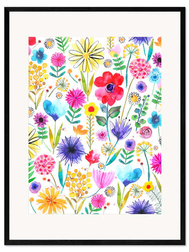 Kunsttryk i ramme Colourful Spring Garden Flowers