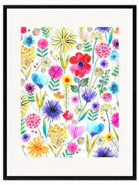 Kunsttryk i ramme Colourful Spring Garden Flowers