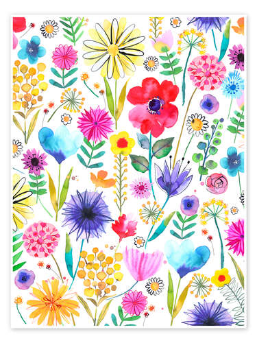 Poster Colourful Spring Garden Flowers