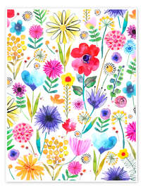 Wall print Colourful Spring Garden Flowers - Ninola Design